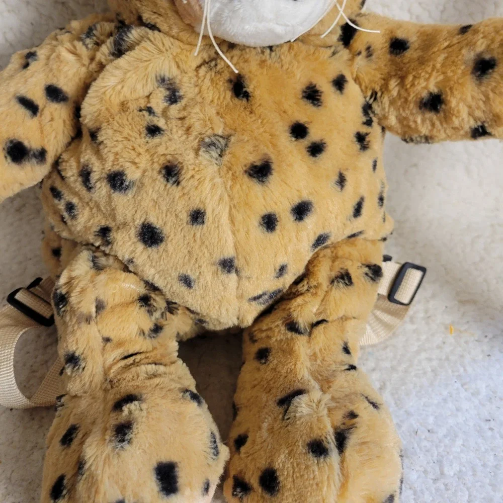 UNIPAK Plush Leopard Cheetah Backpack Y2K Animal Stuffed Toy Kawaii 15